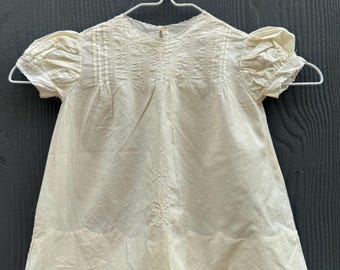 Vintage 1930s Off White Cotton Baby Dress