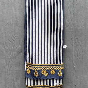 Vintage Silk Echo Navy Striped Scarf