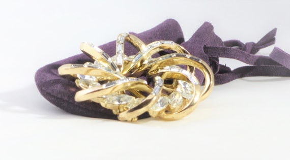 1950s Crown Trifari Baguette Crystal Rhinestone Sp