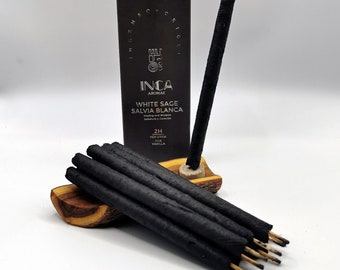 Incienso de Salvia Blanca INCA AROMAS — 9 varillas naturales artesanales (duración de combustión de aproximadamente 2 h)