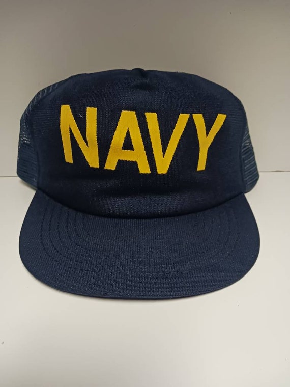 Vintage Made in USA United States Navy Military Mesh Snapback Trucker Hat