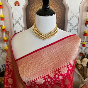 Banarasi Katan Silk Saree | Red | Handwoven | Silk Mark Certified | Ships from California