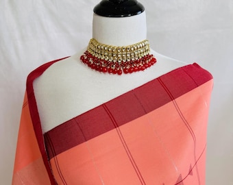 ShopNaya Exclusive | Handwoven | Cotton Saree | Jamdani Weave | No Blouse | Blended Silver Zari | Handloom Mark | Ships from California