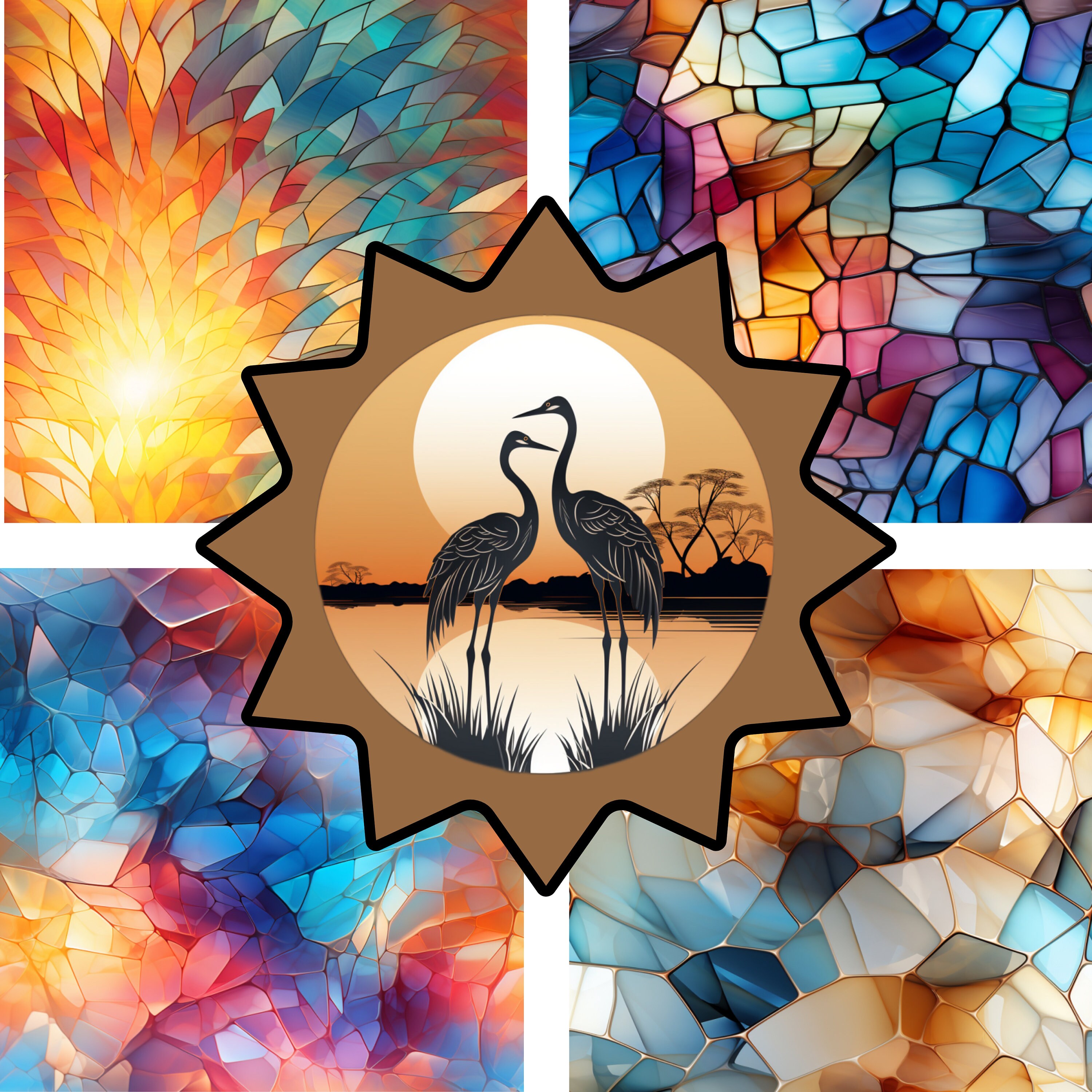 18 Mosaic "glass" Tile Digital Paper, Seamless Mosaic Patterns in ...