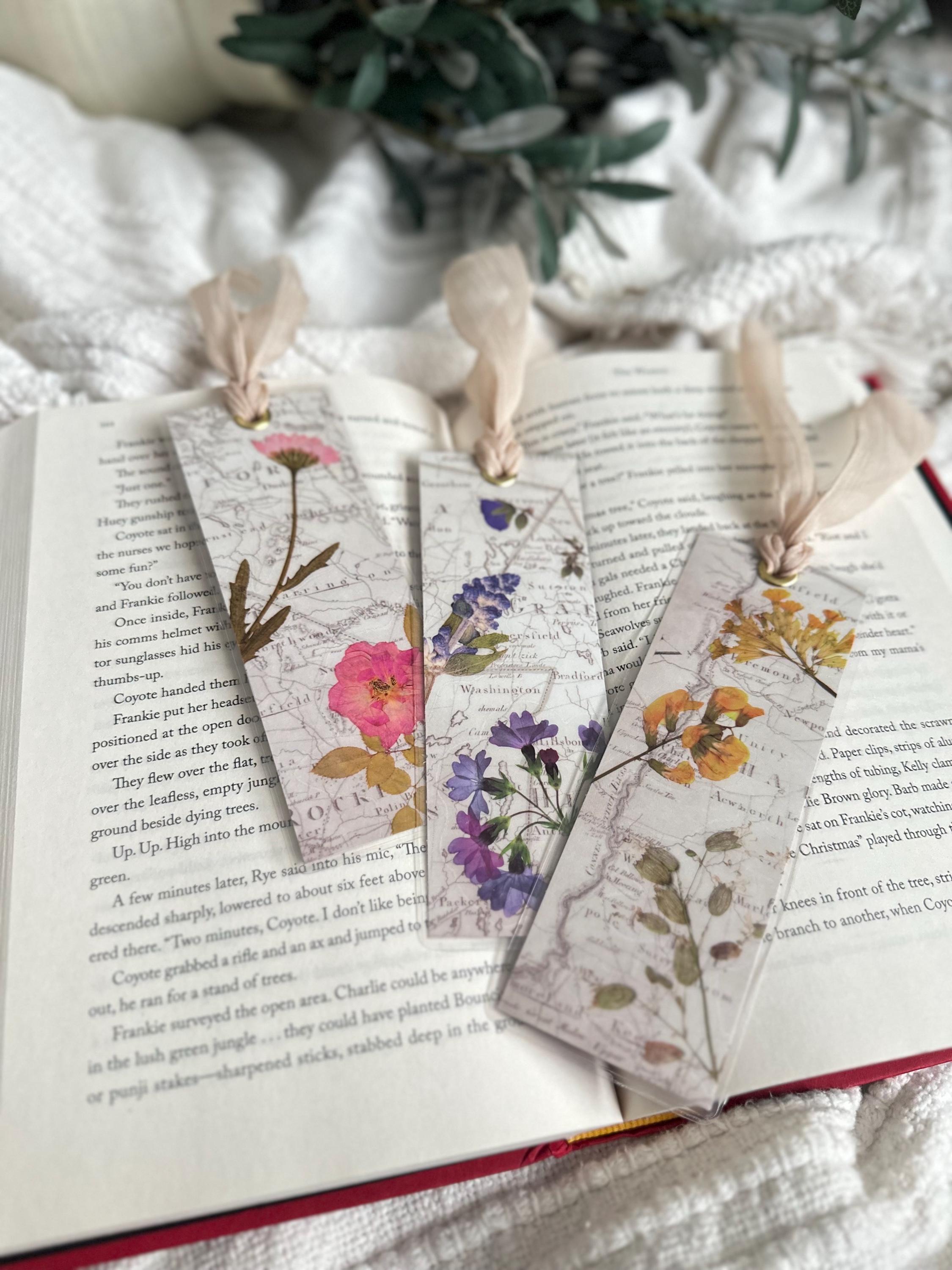 Colorful Floral Bookmark With Ribbon - Etsy