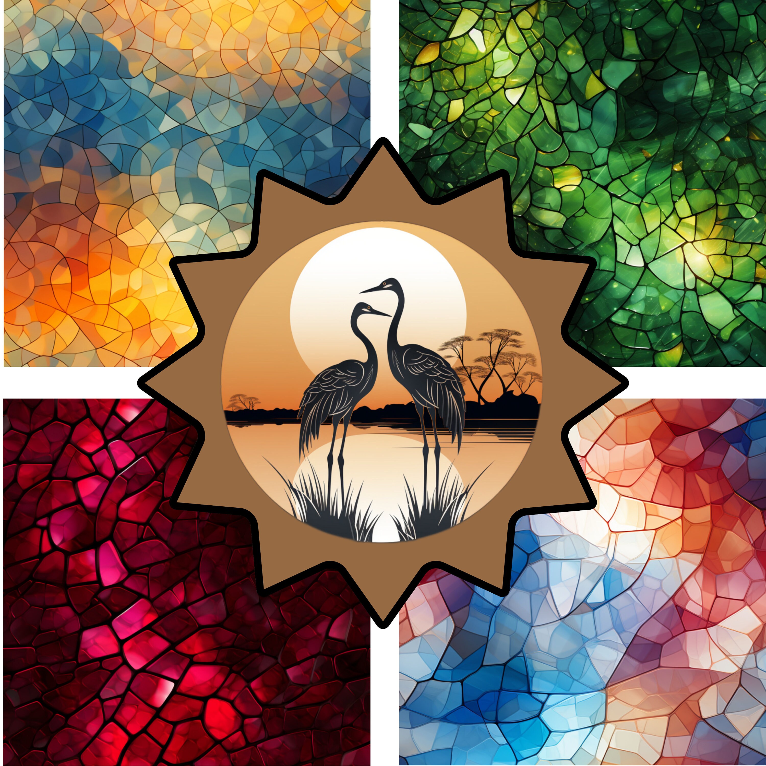 18 Mosaic "glass" Tile Digital Paper, Seamless Mosaic Patterns in ...