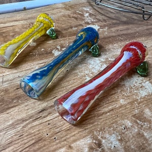 3” American Color Glass Chillum with Twisting Designs Hand Pipe