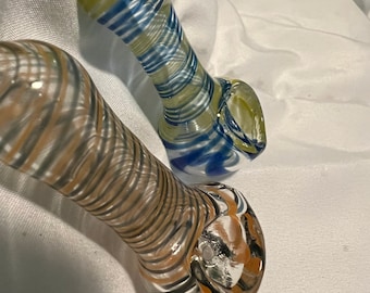 3” Small Glass Mini Tiny Striped Swirly Handblown Hand Pipe