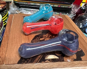 2.5” Small Striped Glass Frit Design Hand Pipe w/ Various Colors