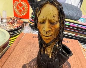 7” Rasta Rastafarian Man w/ Lion Back Decorative Table Hand Pipe