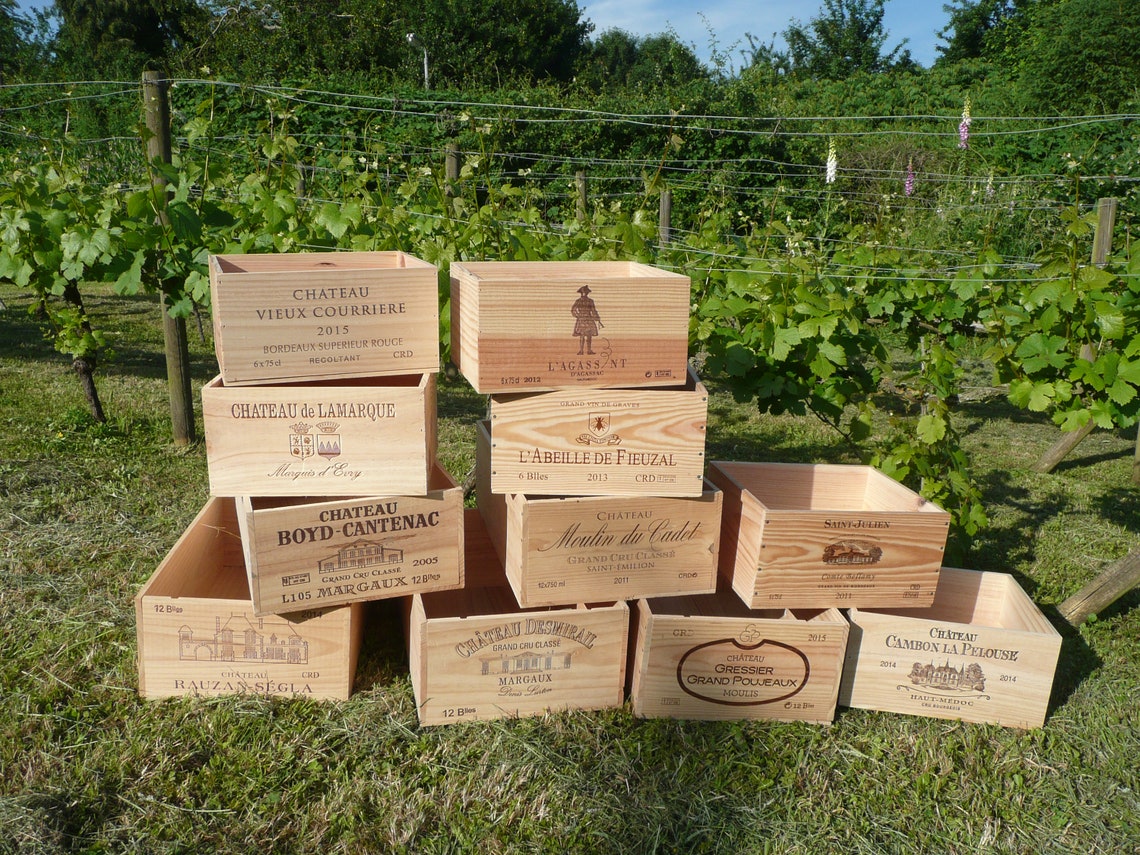 Wooden Wine Box / Crate. 6 bottle size. French Genuine Etsy