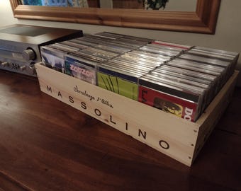 Scatola porta CD. Scatola porta vino in legno. Italia, Spagna, USA, Originale, Regalo, Vintage.