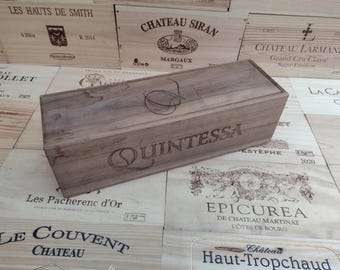 Wooden Wine Box / Crate with Sliding Lid ~ Quintessa, California ~ Genuine, Storage, Display, Furniture.