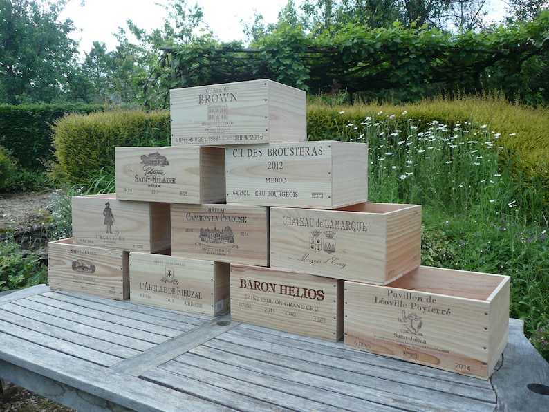 Wooden Wine Box / Crate. 6 bottle size. French, Genuine, Storage, Vintage, Planter, Hamper, Shabby Chic. image 3