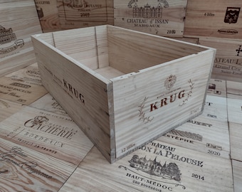 Wooden Wine Box ~ KRUG, CHAMPAGNE ~ 12 Bottle Size, French, Genuine.