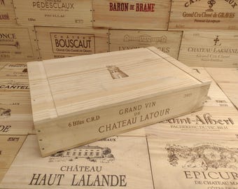 Wooden Wine Box with lid ~ CHATEAU LATOUR ~ Premier Grand Cru. French, Genuine.