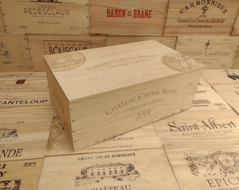 CHATEAU CHEVAL BLANC ~ 12 Half Bottle Box ~ Wooden Wine Box with lid~ French, Genuine