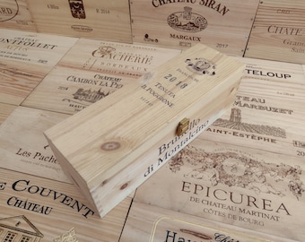 Wooden Wine Box / Crate with Lid ~ Tenuta Il Poggione, Italy ~ Genuine, Storage, Vintage, Hamper.