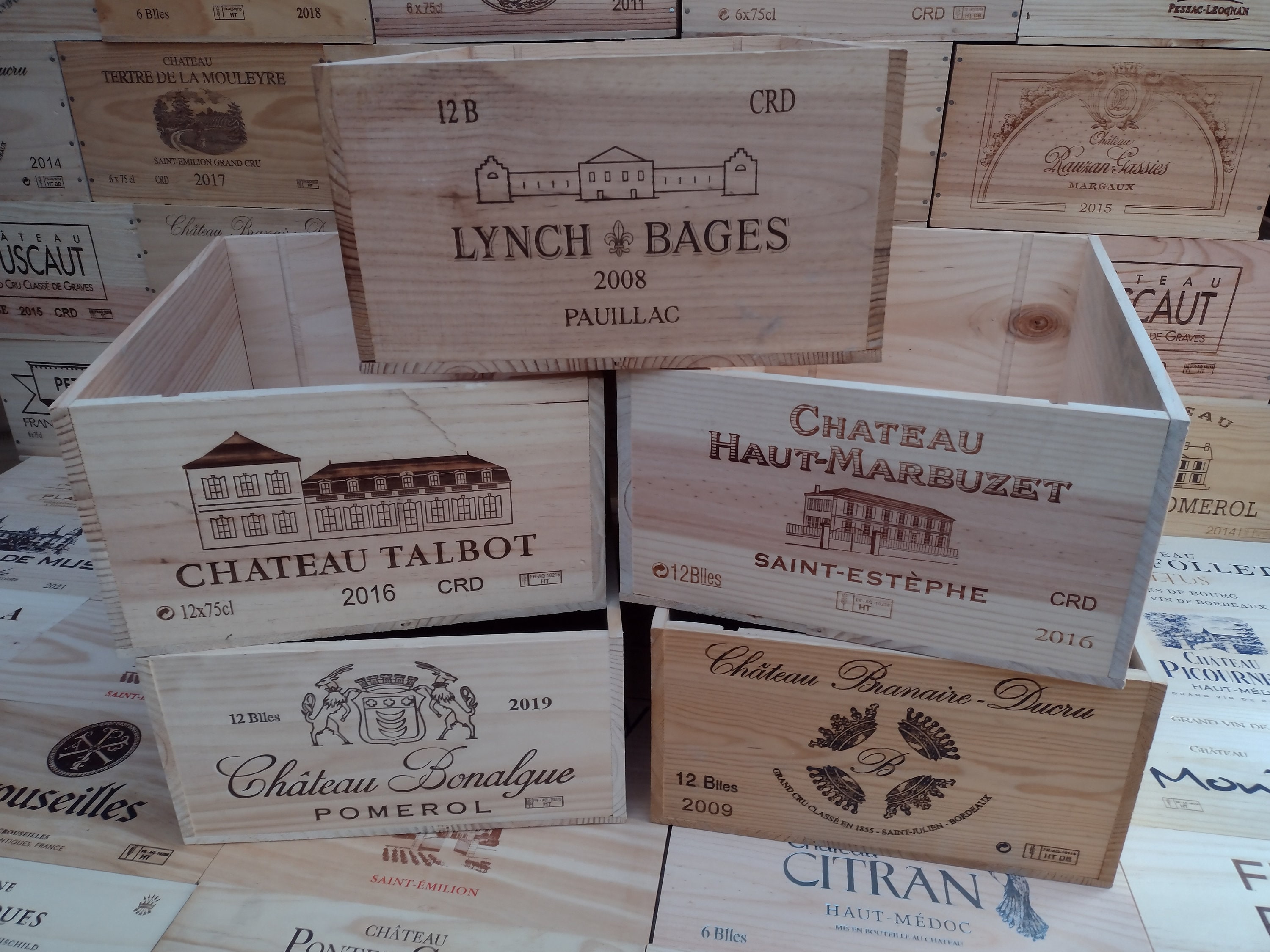 Wooden Wine Box / Crate. Large 12 Bottle Size. French, Genuine