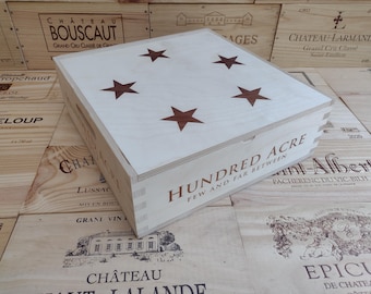 Wooden Wine Box / Crate with Lid ~ Hundred Acre, Few&Far Between, Napa Valley ~ Genuine