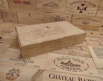 Wooden Wine Box / Crate with Lid ~ DRAGON DE QUINTUS ~ 6 bottle flat size. French.