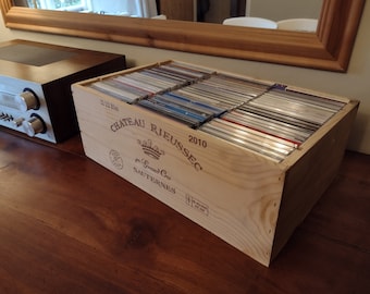 Scatola porta CD. Scatola porta vino in legno, francese, autentica, regalo, natalizia, vintage.