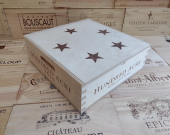 Wooden Wine Box / Crate with hinged Lid ~ Hundred Acre, Morgans Way, Napa Valley ~ Genuine