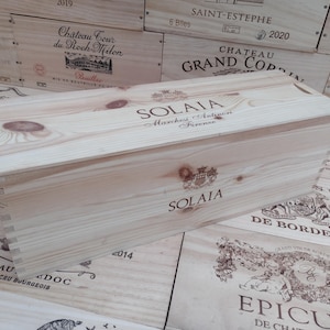 Wooden Wine Box / Crate with sliding lid ~ Solaia ~ Italian, Genuine, Storage, Vintage, Planter, Hamper, Shabby Chic.