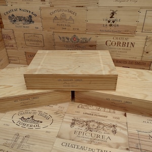 Wooden Wine Box / Crate with Lid ~ LES CHAMPS LIBRES ~ Genuine, Storage, Vintage, Hamper.