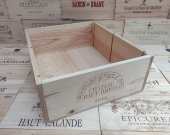 Wooden Wine Box Crate ~ Chateau Haut Brion ~ Gift Box, Storage, French, Genuine