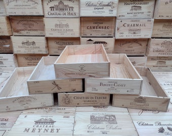 Wooden Wine Box / Crate. 6 bottle shallow size. French, Genuine, Storage, Vintage, Planter, Hamper, Shabby Chic.
