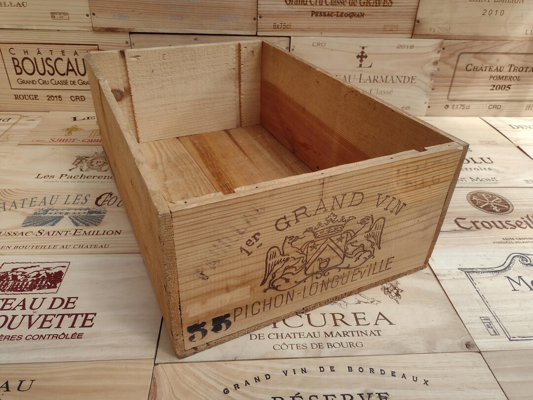 Caisse En Bois Ancienne Pichon-Longueville – Grand Cru Médoc, 1960, Estampe