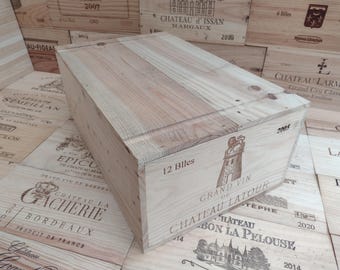 Wooden Wine Box with lid ~ CHATEAU LATOUR ~ Premier Grand Cru. French, Genuine.
