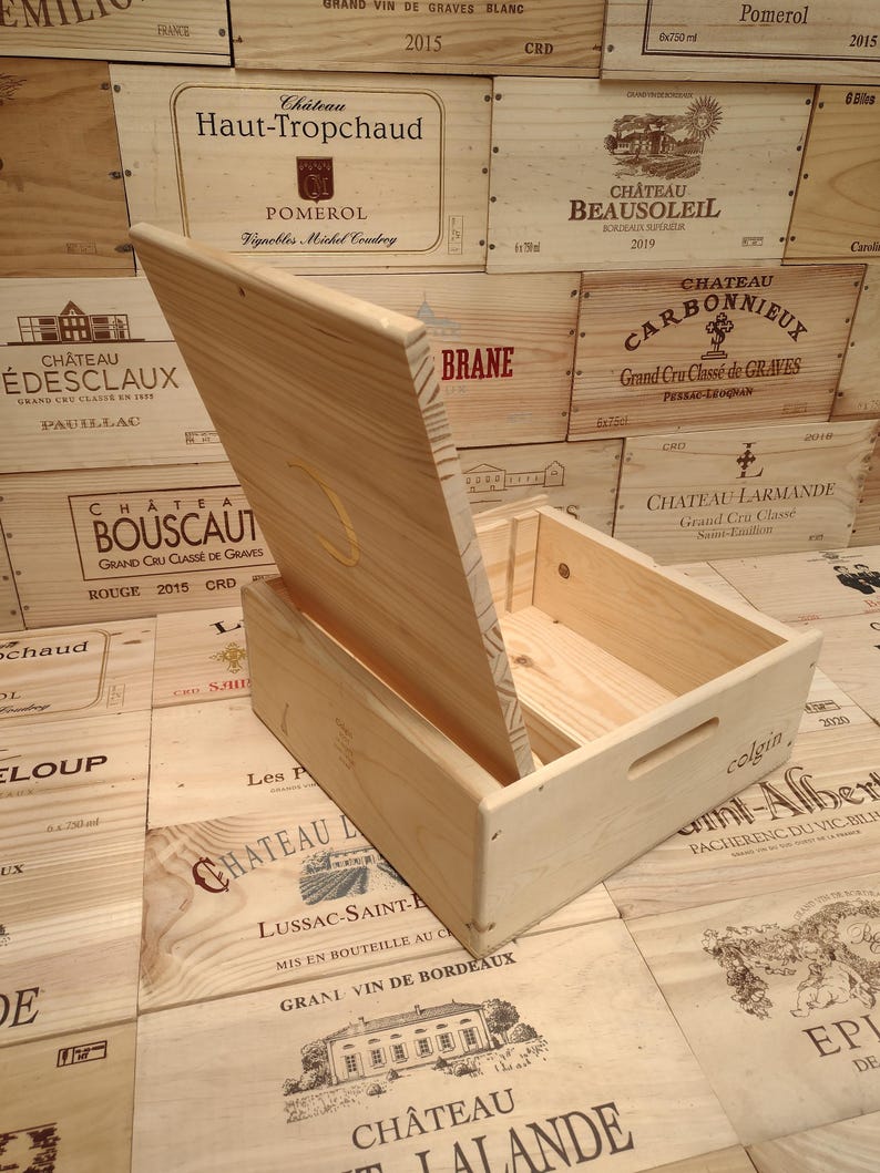 Wooden Wine Box / Crate With Hinged Lid ~ Colgin, Napa Valley ...