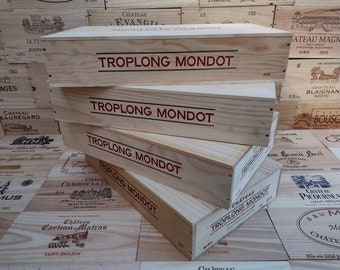 Wooden Wine Box / Crate with Lid ~ Chateau Troplong Mondot, Saint Emilion ~ Genuine, Storage, Vintage