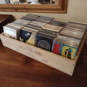 CD Aufbewahrungsbox. Weinkiste aus Holz, Französisch, Echt, Geschenk, Weihnachten, Vintage.