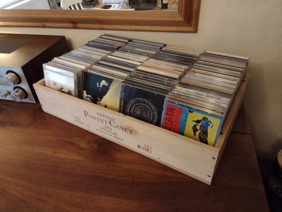 CD Storage box. Wooden wine box, French, Genuine, Gift, Christmas, Vintage.