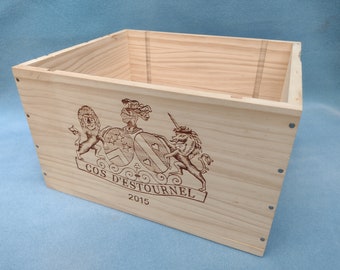 Caisse à Vin Vide Cos D'Estournel 2013 - Bois, Capacité 6 Bouteilles, France