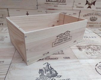 Wooden wine box, 12 Half Bottle Size, French, Genuine, Gift, Christmas, Vintage, CD storage.