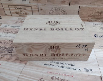 Wooden Wine Box / Crate with Lid ~ HENRI BOILLOT, Mersault, Burgundy ~ French, Genuine, Storage, Vintage