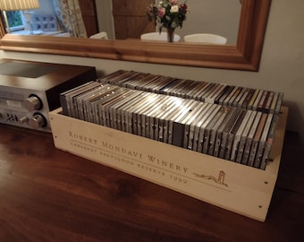 CD Storage box. Wooden Wine Box. Italy, Spain, USA, Genuine, Gift, Vintage.