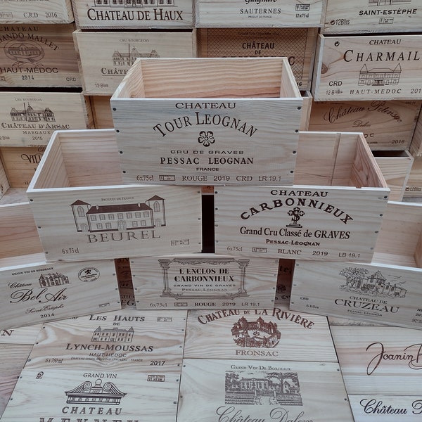 Caja de madera para vino. Capacidad para 6 botellas. Estilo francés, auténtico, vintage, estilo shabby chic.
