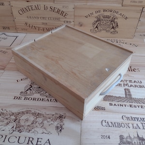 Wooden Wine Box / Crate with Sliding Lid ~ Genuine, Storage, Vintage, Hamper, Gift Box.