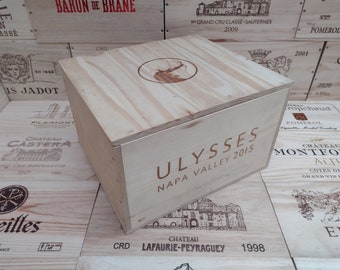 Wooden Wine Box / Crate with lid ~ Ulysses, Napa Valley ~ Genuine, Storage, Vintage, Hamper.