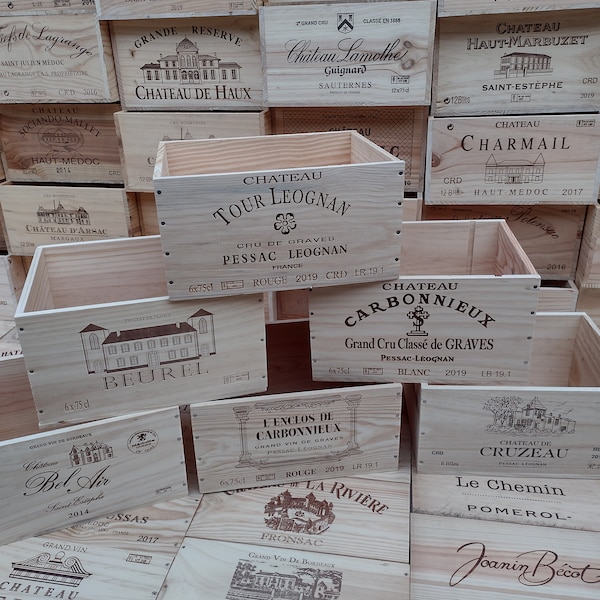 Wooden Wine Box / Crate. 6 bottle size. French, Genuine, Hamper, Shabby Chic, Vintage.