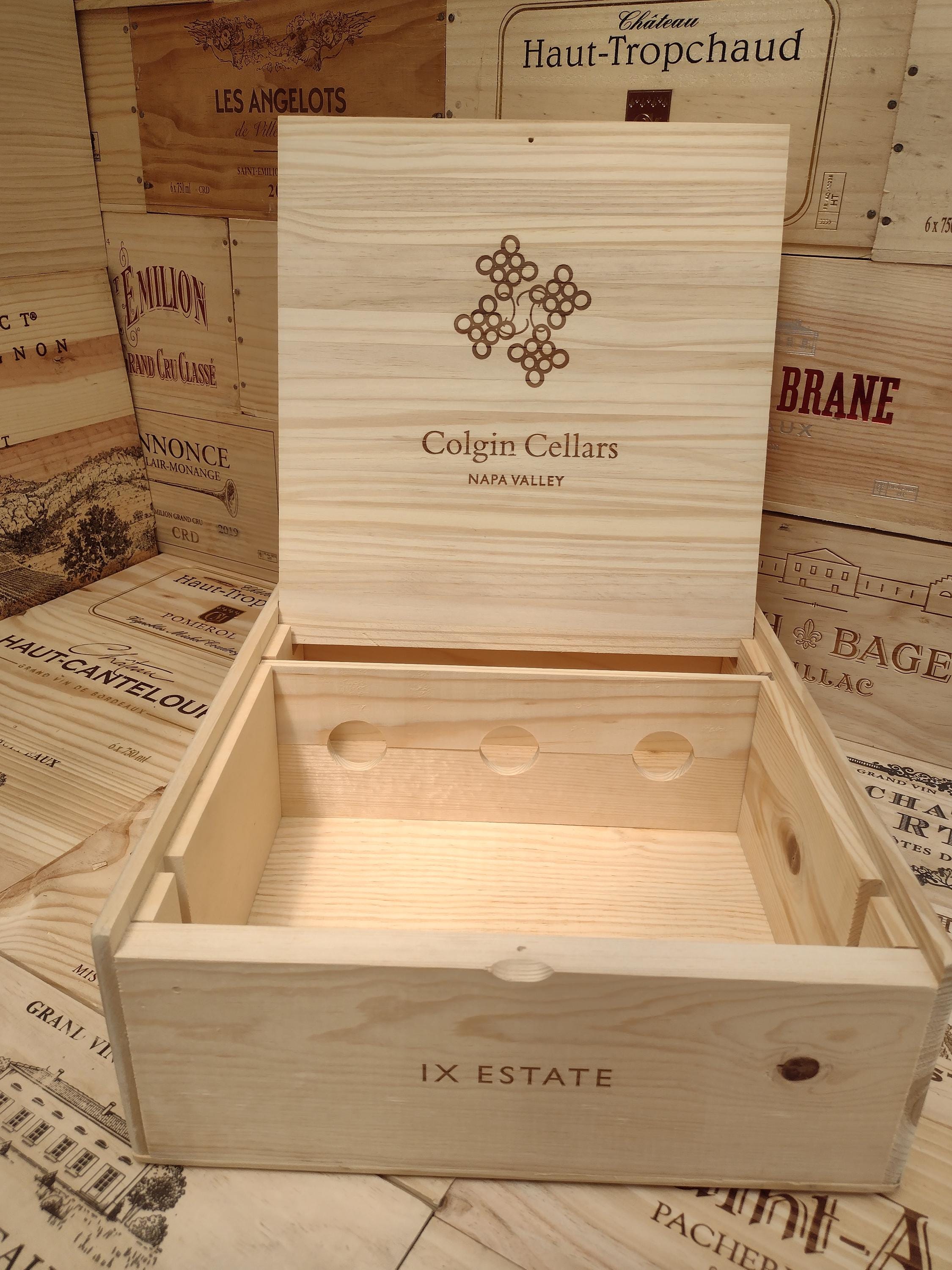 Wooden Wine Box / Crate With Hinged Lid ~ Colgin, Napa Valley ...