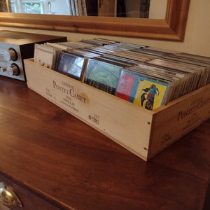 CD/DVD Storage box. Wooden Wine Box. French, Genuine, Gift, Vintage.