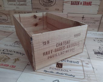 Wooden Wine Box Crate ~ Chateau Haut-Bages-Averous 1985 ~ French, Genuine.