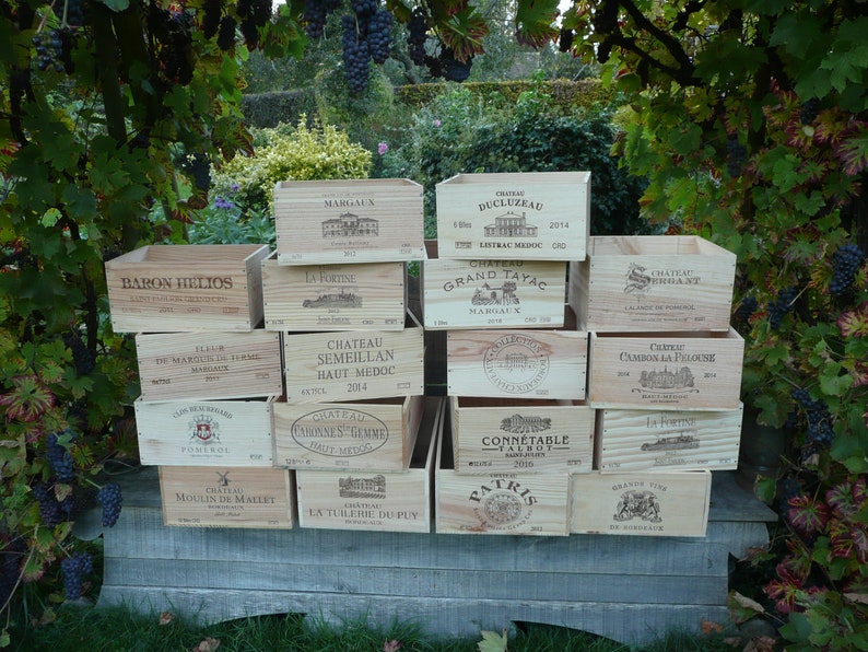 Wooden Wine Box / Crate. 6 bottle size. French, Genuine, Storage, Vintage, Planter, Hamper, Shabby Chic. image 1