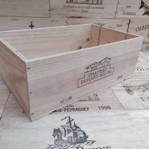 Wooden Wine Box Crate ~ 12 Half Bottle Size ~ French, Genuine, CD Storage